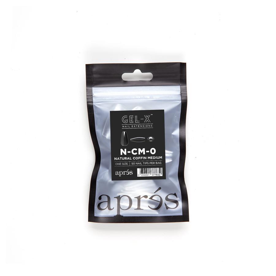 Apres Gel X Natural Coffin Medium Refill Tips - Size #000 & #9 - Perfect for Nail Extensions & Salon Manicures