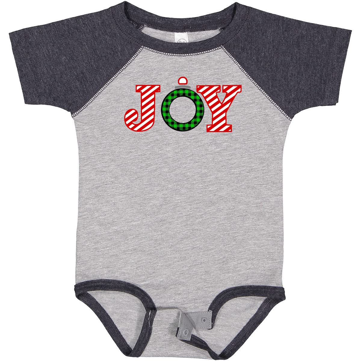 Inktastic Joy Christmas Ornament with Candy Cane Stripes Baby Bodysuit - Festive Holiday Outfit for Infants & Newborns - Perfect for Christmas Photos, Family Gatherings & Holiday Celebrations
