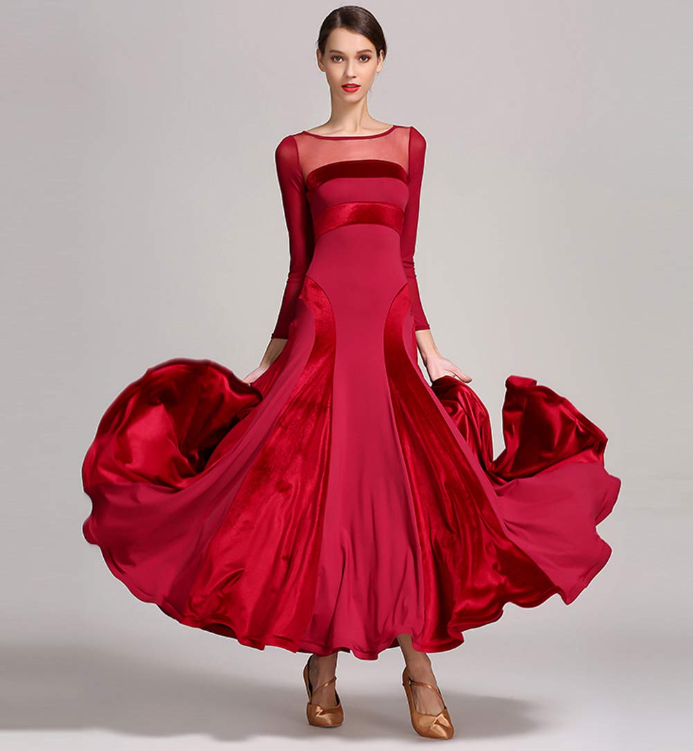 MEILIYA Women's Velvet Ballroom Dresses - Elegant Long Sleeve Formal Gown for Prom, Evening Party & Wedding Guest - Plus Size Options Available