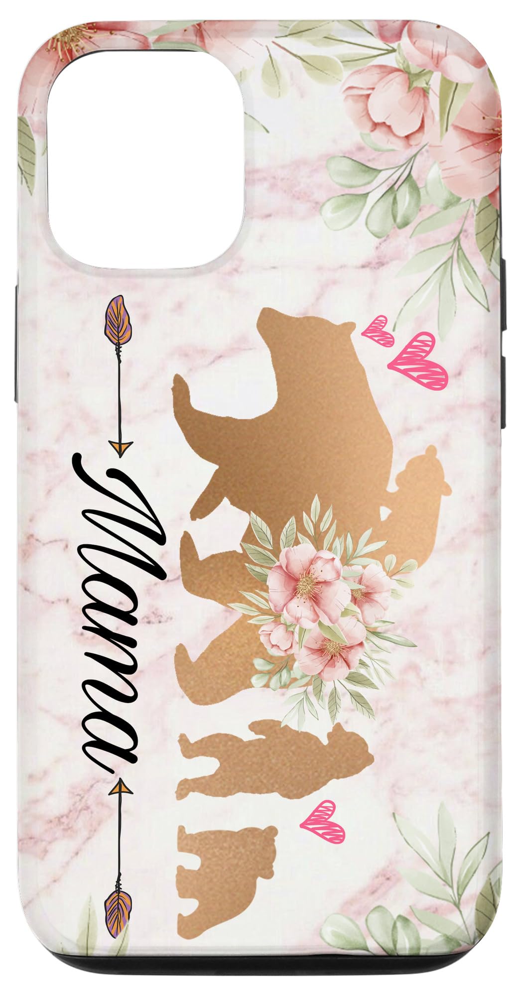 iPhone 12/12 Pro Mama Bear & Cubs Design Phone Grip - Cute Mother & Kids Phone Case for Women | Perfect Gift for Moms with 3 Children | Everyday Use, Parenting & Family Moments