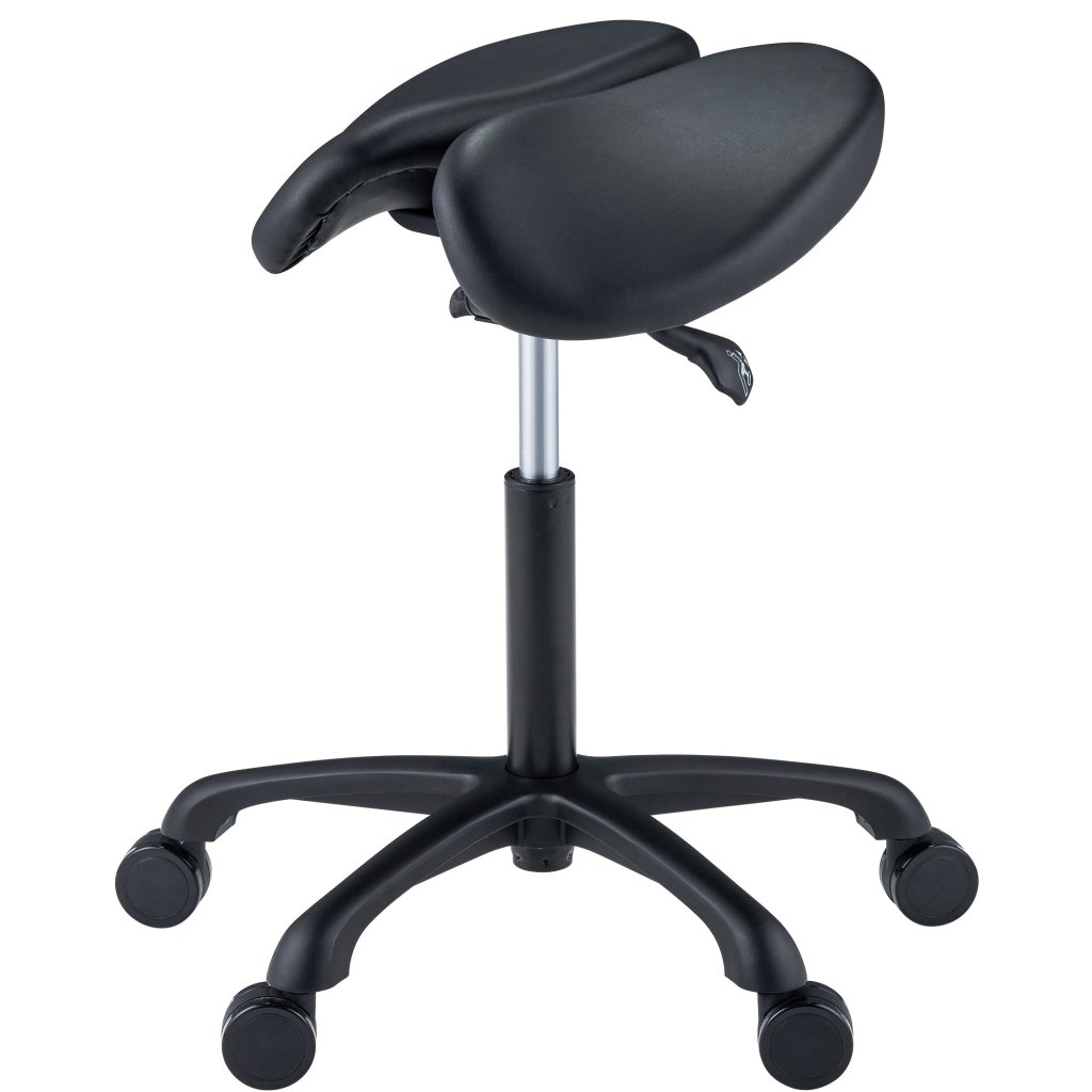 Ergonomic Posture Saddle Chair with Hydraulic Adjustable Height - Black/2 Colors | Aluminum Base & Rubber Wheels | Ideal for Office, Massage Therapy & Home Workspaces