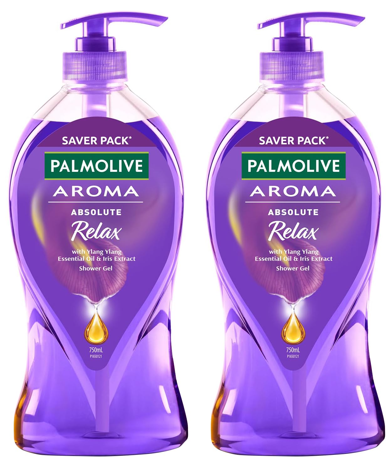 Palmolive Iris Flower & Ylang Ylang Essential Oil Body Wash - Moisturizing & Relaxing for Soft, Youthful Skin - Paraben & Silicone Free, pH Balanced - 750ml (Pack of 2) - Perfect for Stress Relief & Aromatherapy Bath Time