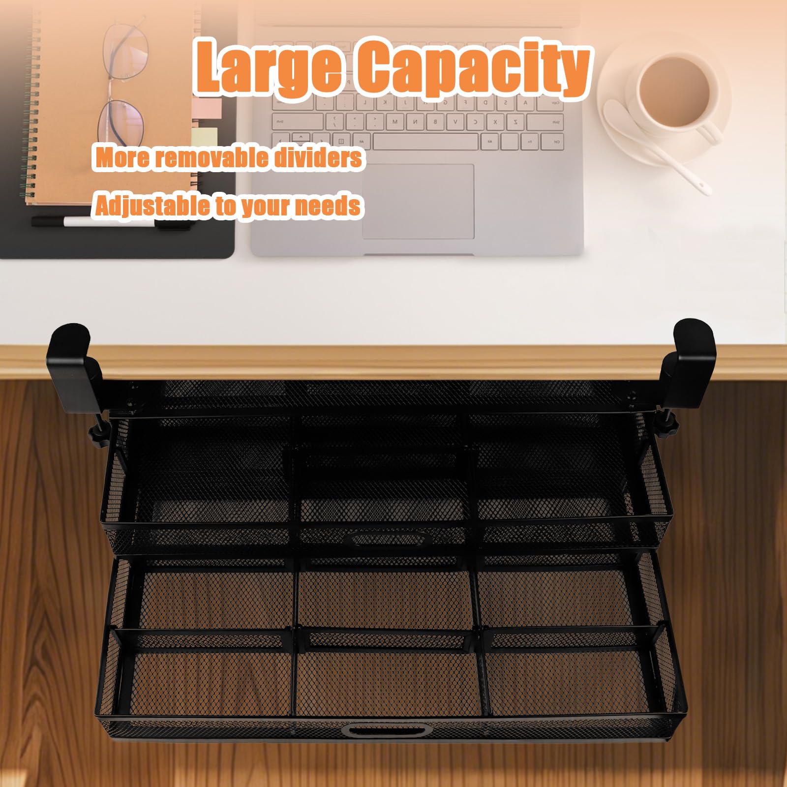 Under Desk Drawers - No Drill 2-Tier Slide Out Storage Organizer | Clamp-On Large Capacity Desktop Drawer for Office, School & Home | Perfect for Storing Stationery, Files & Office Supplies