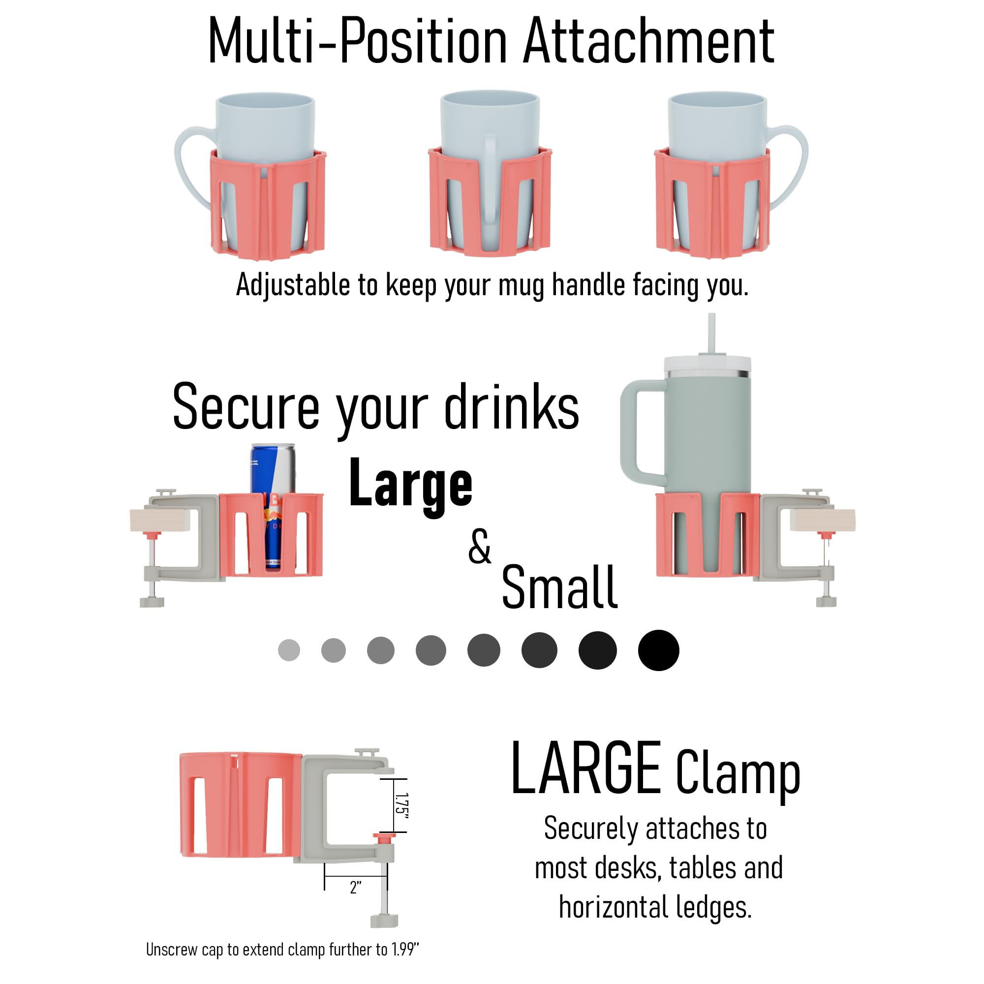 Premium Anti-Spill Cup Holder for Desk & Table - Secure Drink Stability, Non-Slip Base (Red/Gray) | Ideal for Office, Home, Car & Travel Use