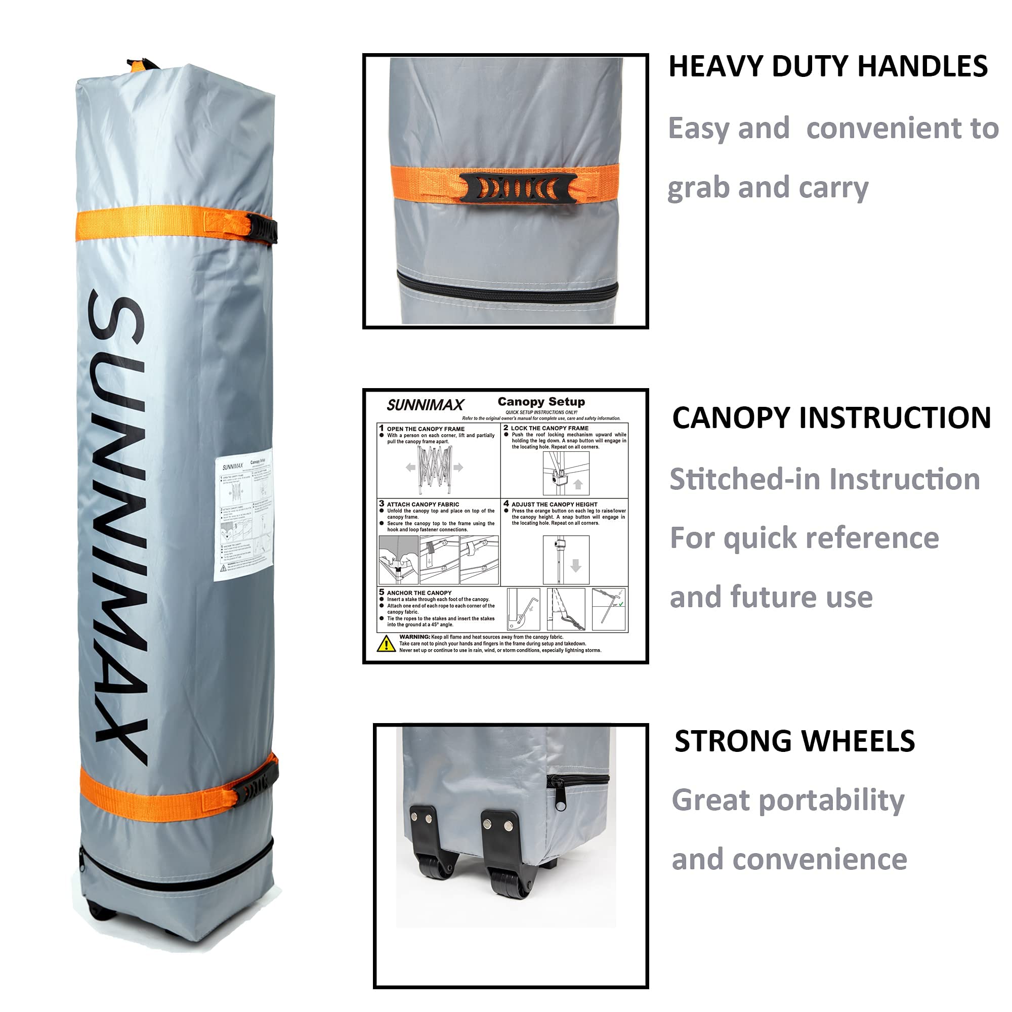 10x10FT Pop Up Canopy Tent - Waterproof Portable Folding Shelter with Roller Bag & 4 Sand Bags - Ideal for Outdoor Parties, Tailgating, Camping & Beach Events (Grey)