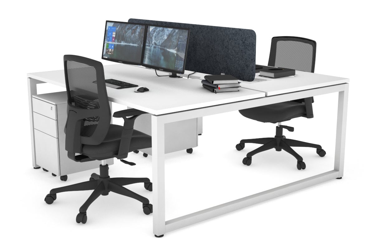 Quadro Loop Legs 2-Person Office Workstation - 1800L x 800W with Cable Management | Modern Shared Desk for Coworking Spaces & Home Offices