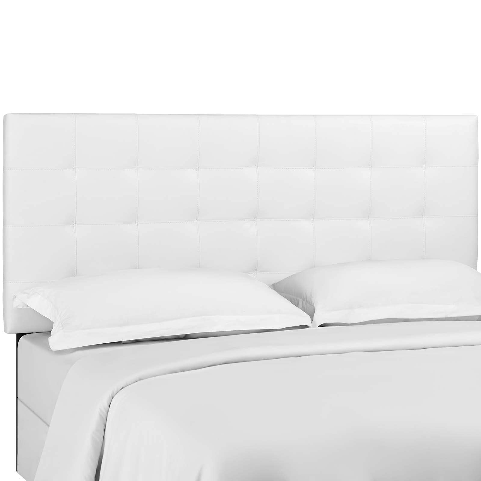 Modway Paisley Upholstered Tufted Faux Leather Headboard - White Full/Queen Size Bed Frame for Modern Bedroom Decor