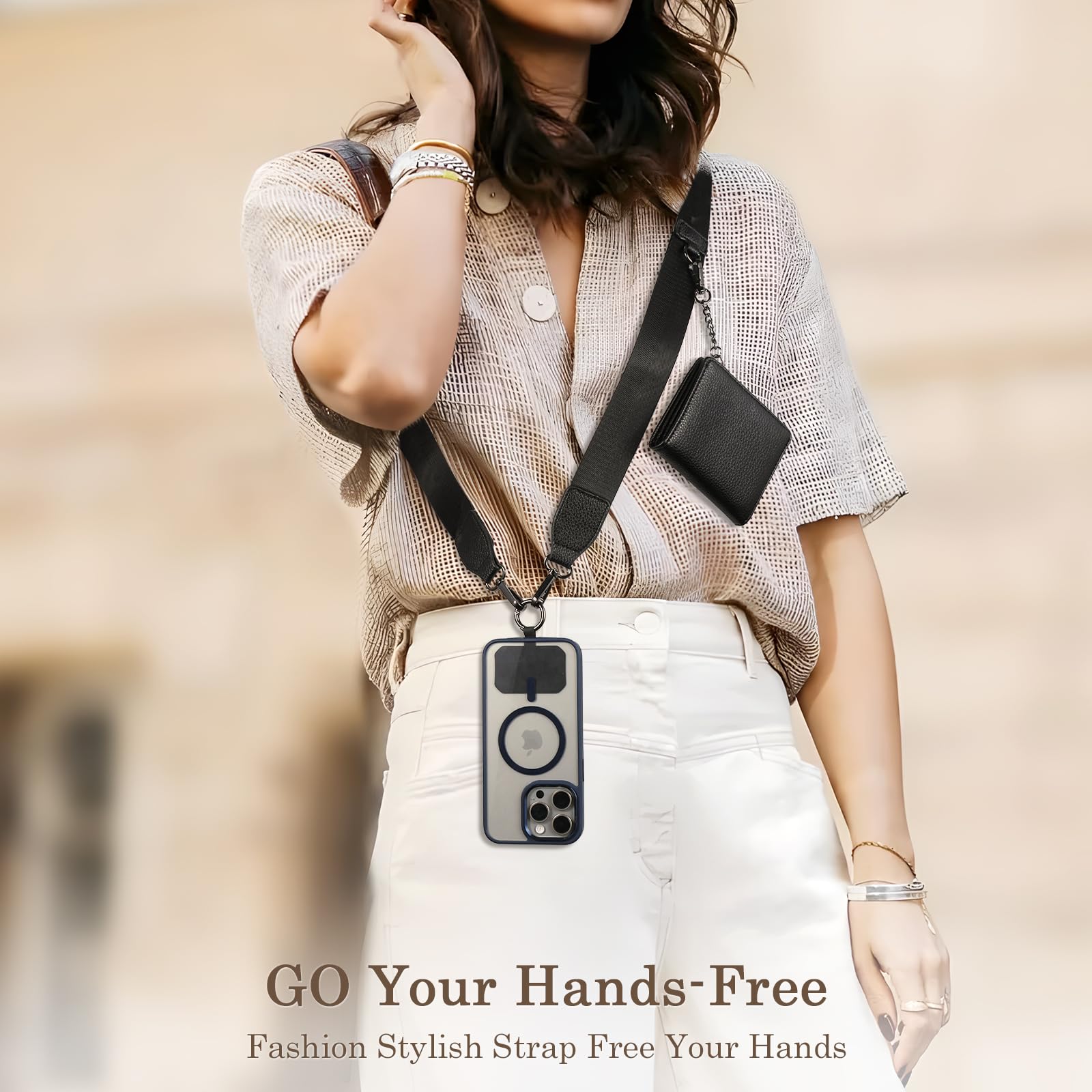 Diaclara Adjustable Crossbody Phone Lanyard with Zipper Pouch & Leather Wallet - Stylish Clip and Go Phone Strap for iPhone, Samsung & All Smartphones (Black) - Perfect for Travel, Shopping & Hands-Free Convenience