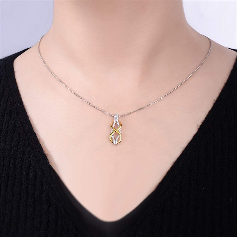 Jeulia Two Tone Infinity Sterling Silver Necklace for Women - Romantic Gift for Girlfriend, Wife, or Mom - Elegant Jewelry Gift Box - Perfect for Anniversaries, Valentine's Day & Special Occasions