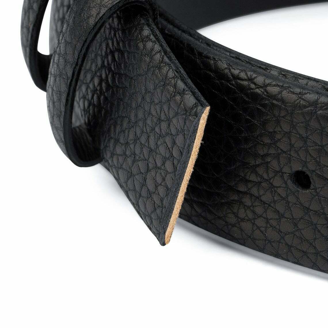 Premium Black Soft Leather Belt Strap for Men - 35mm Pebbled Calfskin - Compatible with Cartier Buckles - Perfect for Business, Casual & Formal Attire