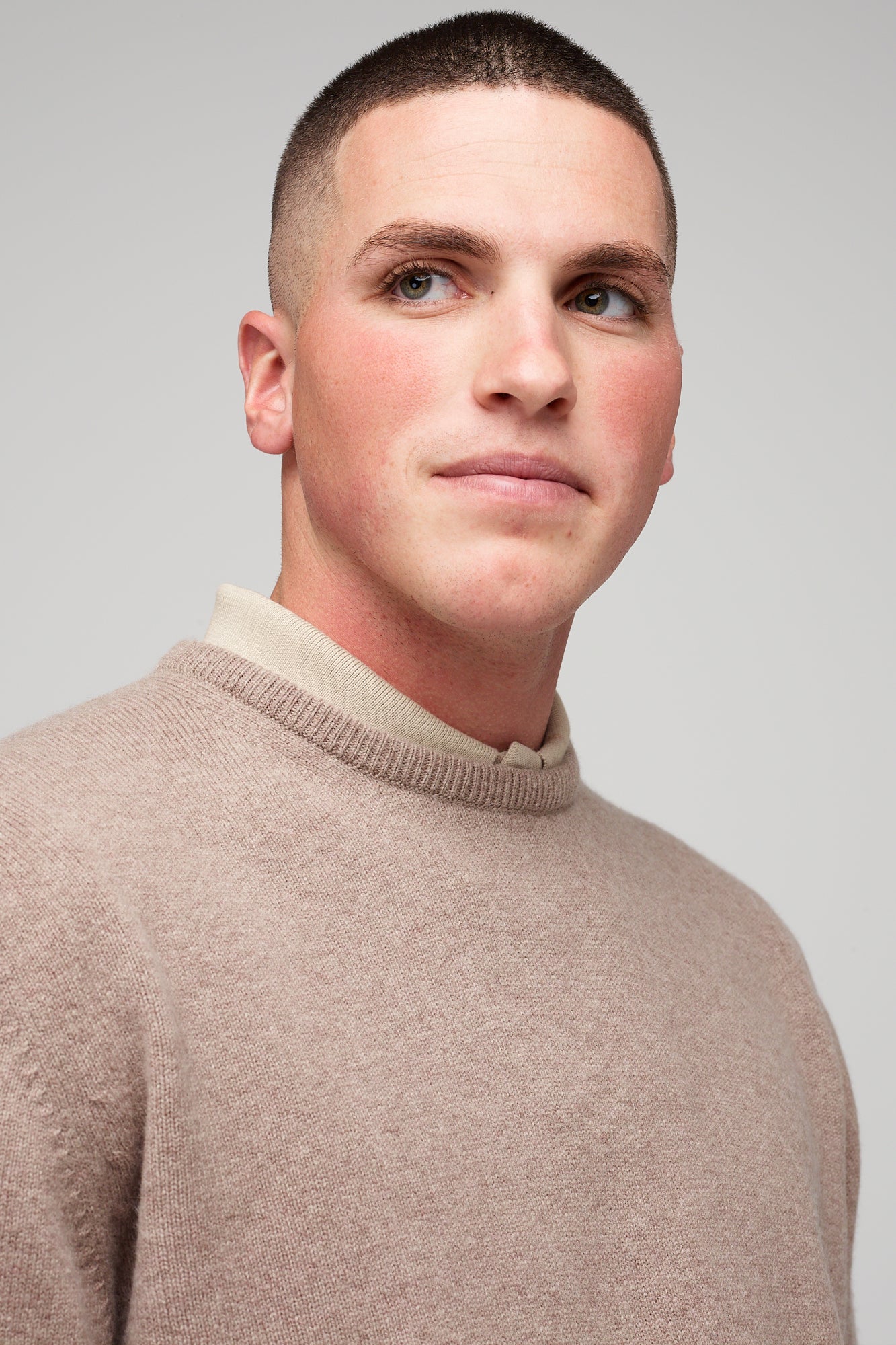 Premium Men's Lambswool Crew Neck Sweater - Soft & Warm Taupe Color - Perfect for Winter, Office Wear & Casual Outfits