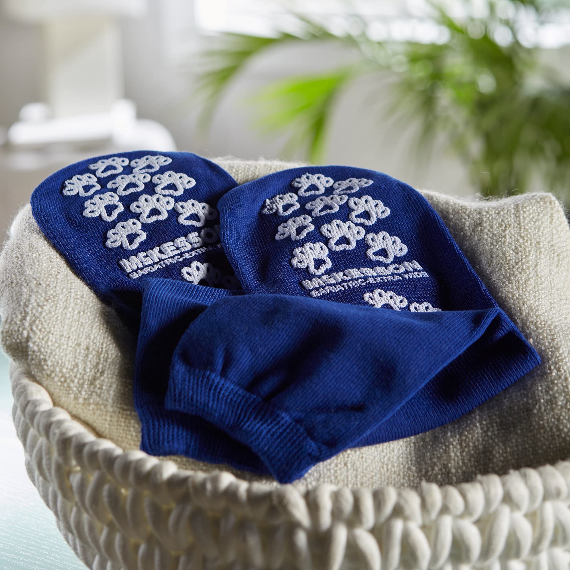 McKesson Non-Slip Terry Slipper Socks for Adults - Royal Blue, Size 12 & Up (96 Pairs) - Cozy Hospital & Home Footwear for Patients & Seniors