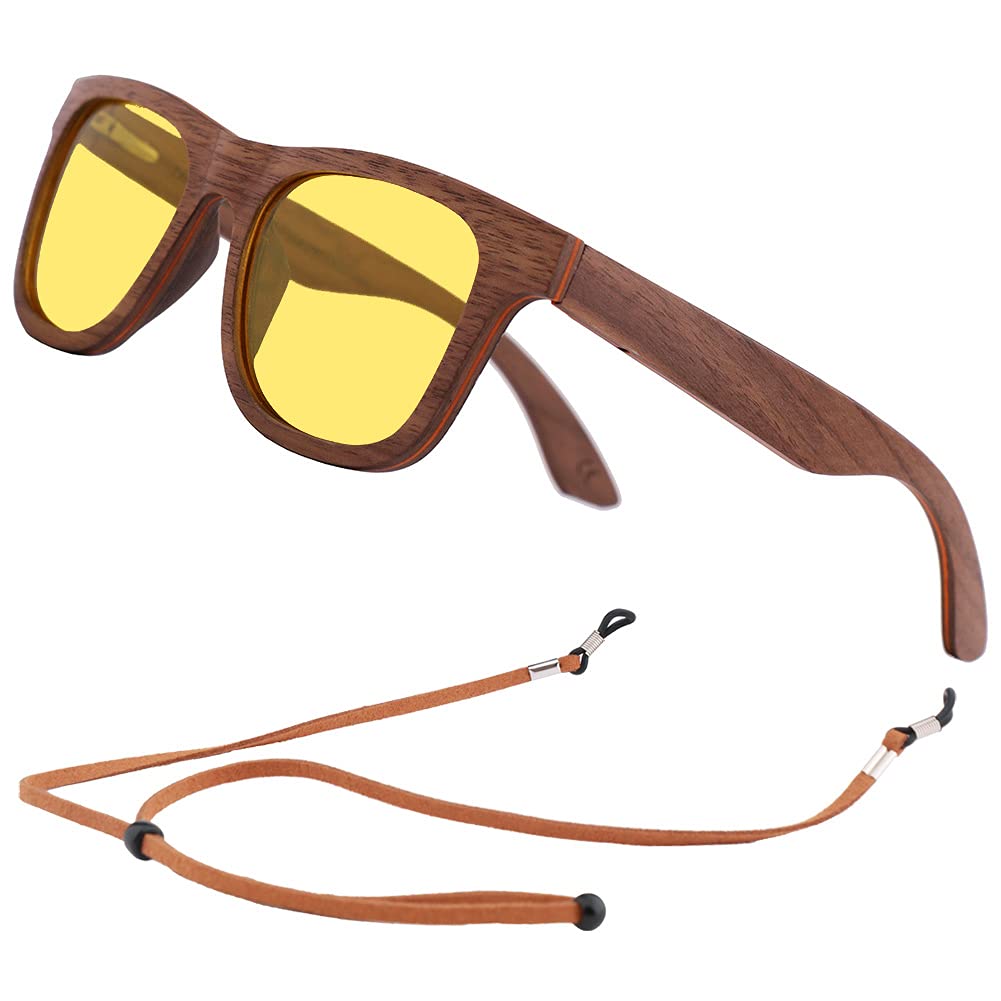 **Polarized Wooden Sunglasses for Men & Women - Bamboo Frame UV Protection - Stylish Outdoor, Beach & Driving Shades**