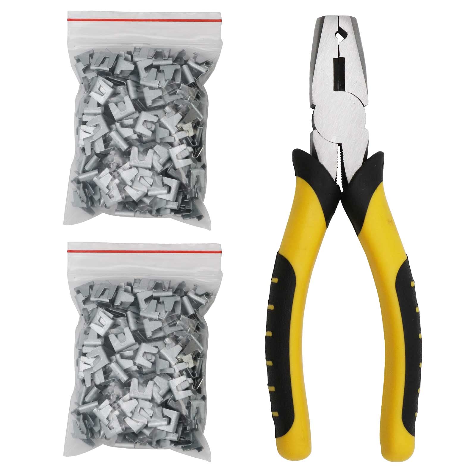 Heavy Duty Wire Cage Buckle Pliers - 600 Wire Cage Fastener Clips Included - Professional Pet Cage Building & Installation Tool for DIY Projects, Fence Repair, and Animal Enclosure Construction