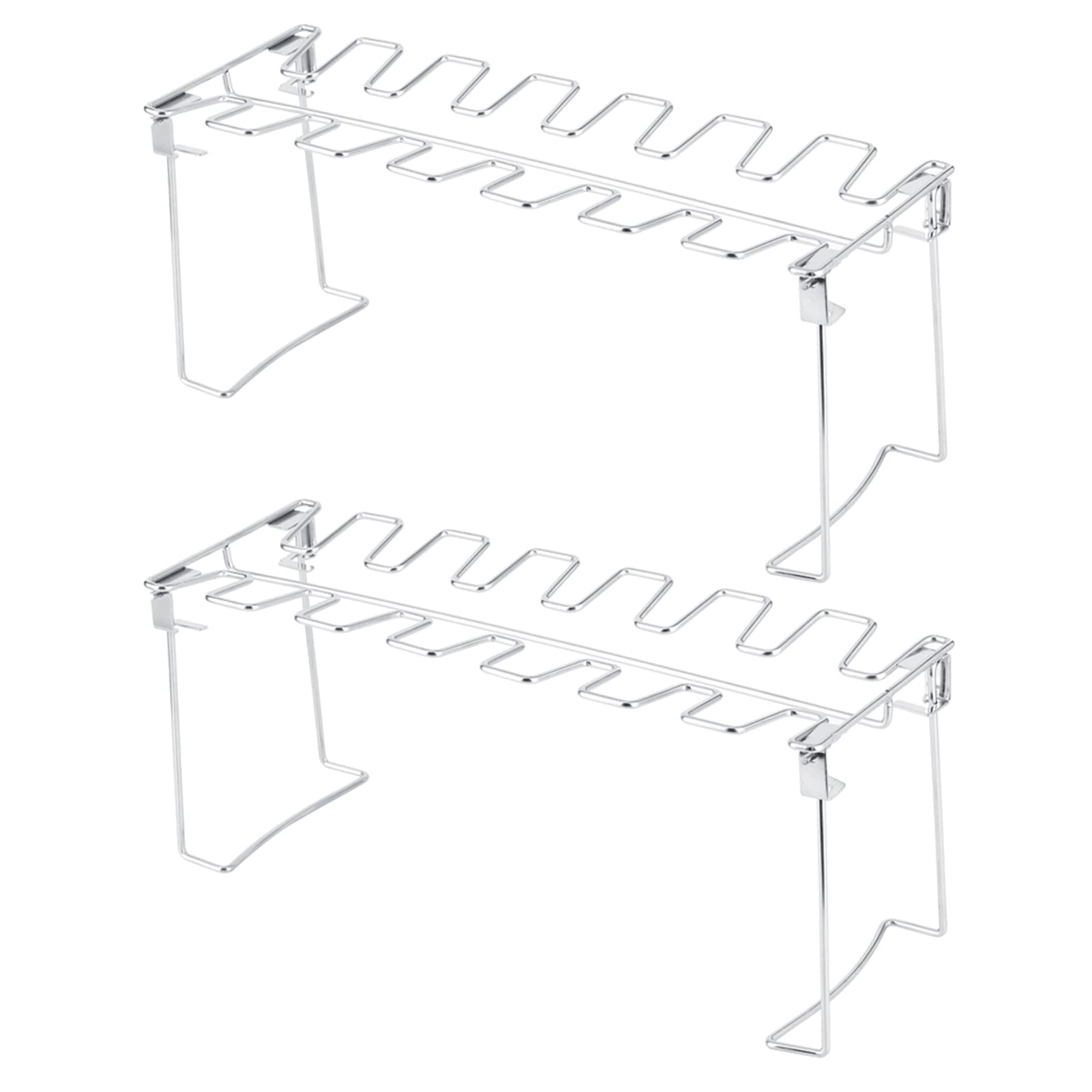 2-Piece Stainless Steel Chicken Wing & Leg Grill Rack - 14 Slot Non-Stick BBQ Rack for Smoker, Grill or Oven - Perfect for Backyard BBQs, Camping & Outdoor Cooking