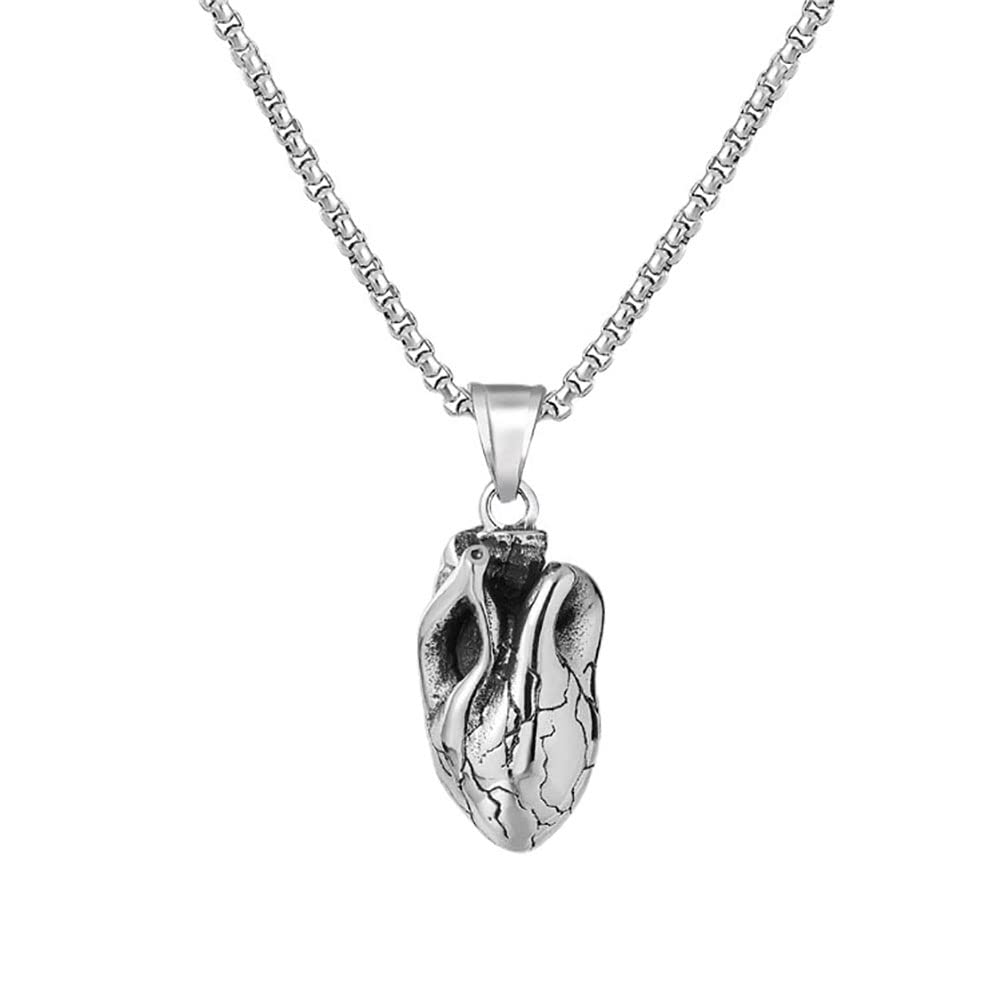 Zhetwour Punk Necklace - Vintage Stainless Steel & Titanium Pendant (Skull/Dragon/Compass/Motorcycle/Guitar/Wolf/Eagle/Ghost/Anchor/Beer Bottle Designs) - Gothic Jewelry for Men & Women - Perfect for Concerts, Parties & Alternative Fashion