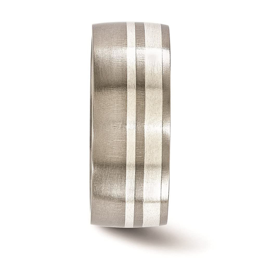 Titanium & Sterling Silver Brushed 9mm Wedding Band Ring for Men & Women - Durable & Hypoallergenic Jewelry for Everyday Wear, Anniversary Gifts, and Special Occasions