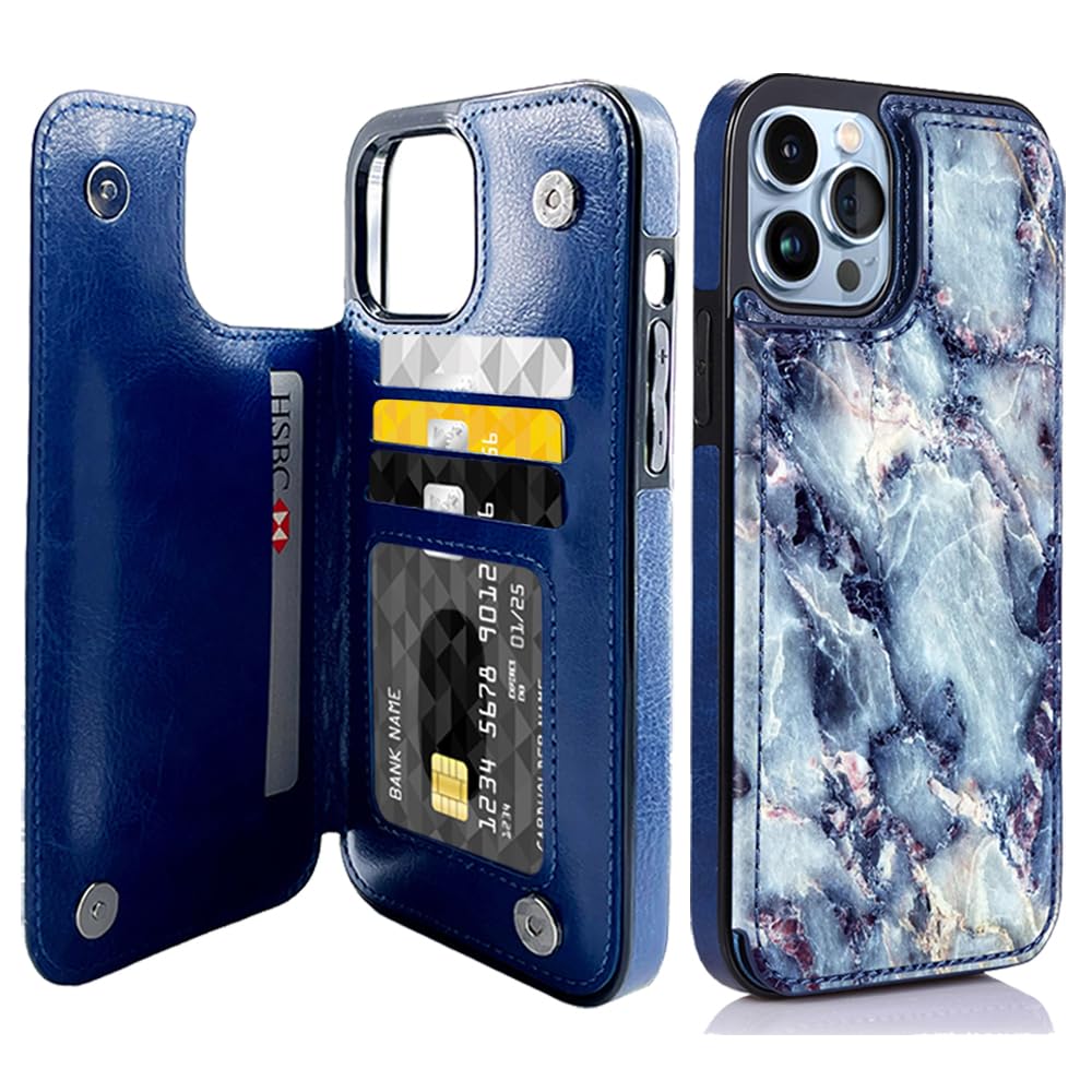 Obbii Marble Leather Flip Wallet Case for iPhone 12 Pro Max 6.7