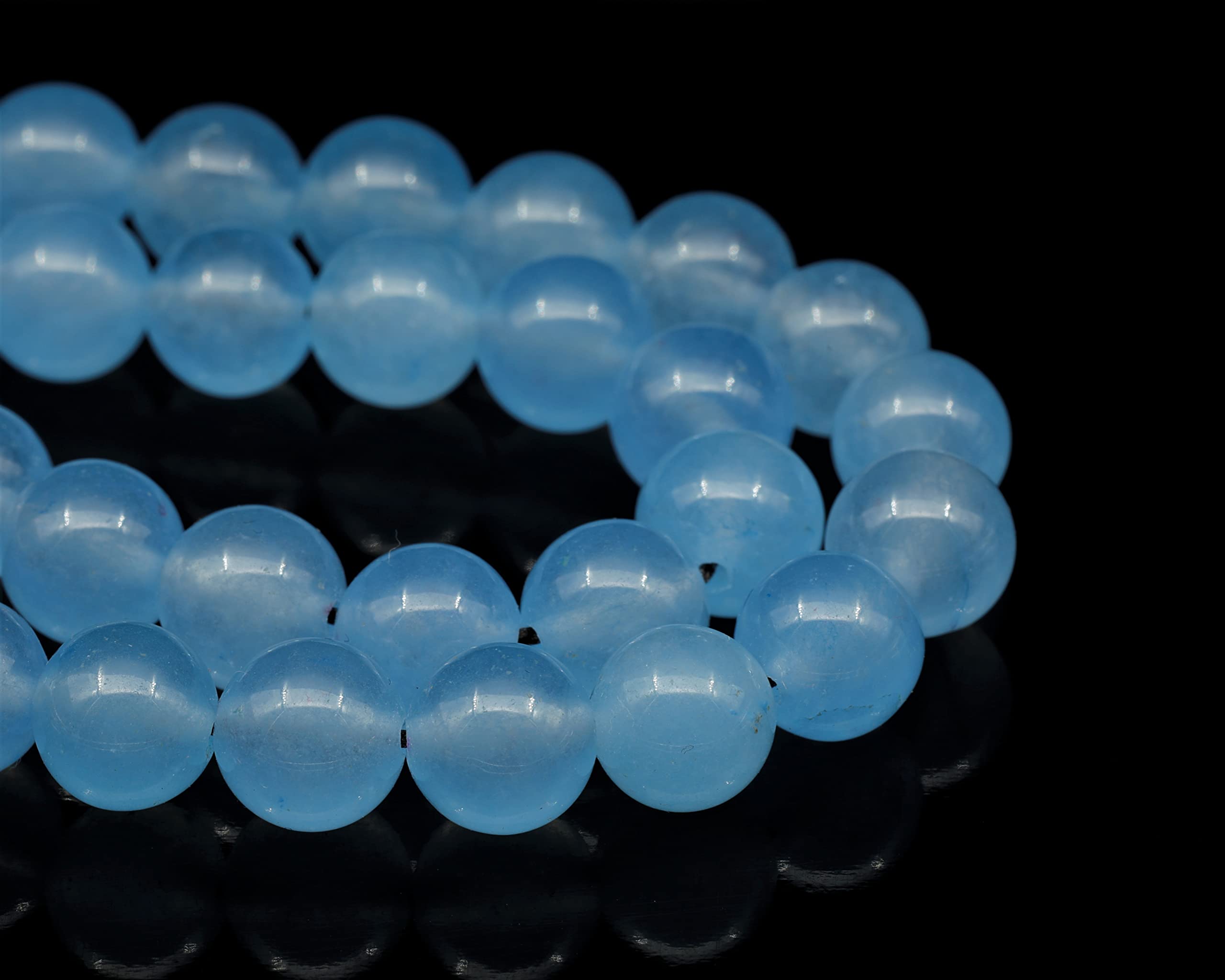 Natural Angelite Beaded Choker Necklace - Genuine Gemstone Calming Stone Jewelry with Clasp Closure, Unisex Healing Crystal Necklace (18