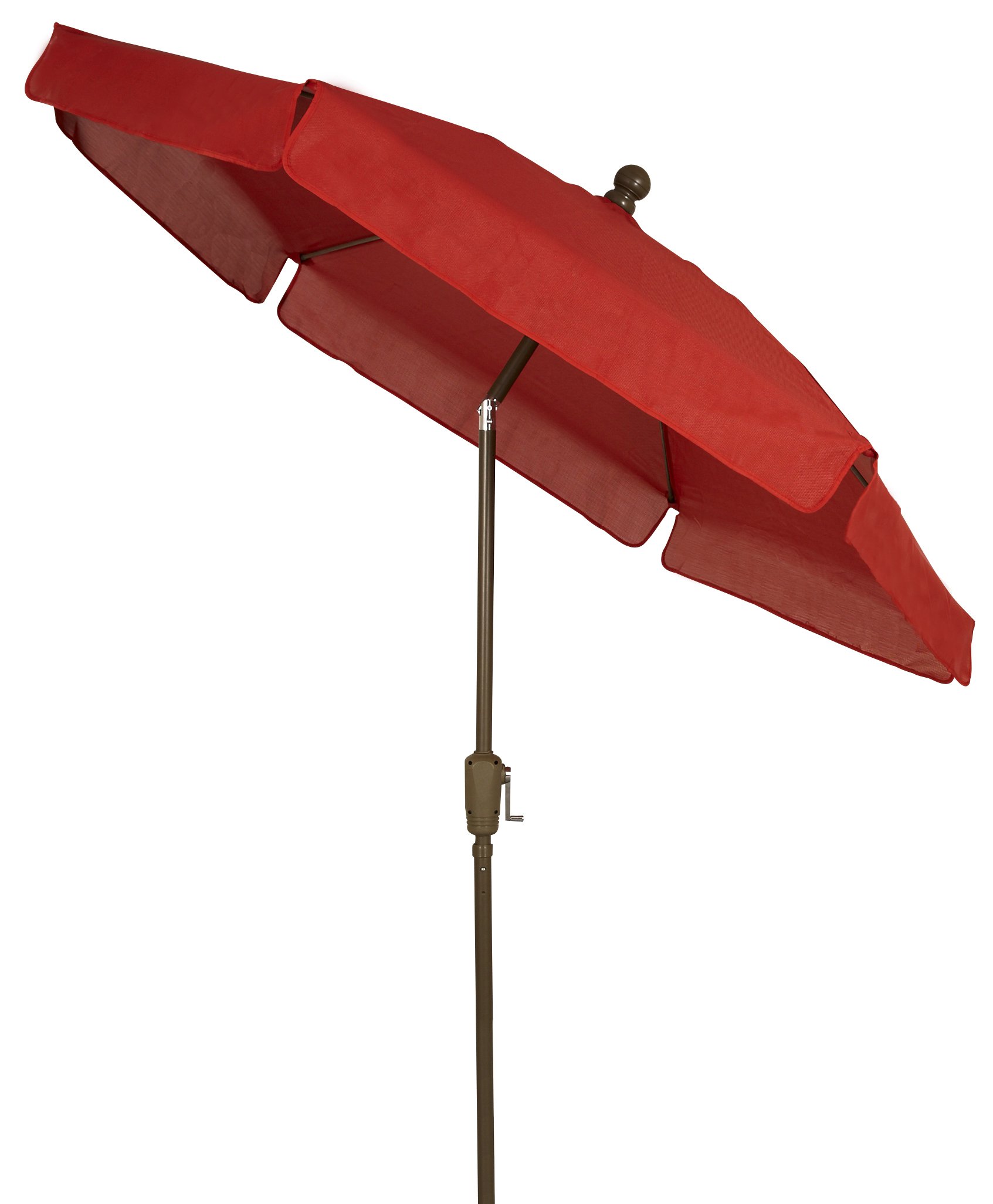 7.5FT Red Patio Umbrella with Push-Button Tilt - Champagne Bronze Steel Pole for Outdoor Garden, Poolside & Backyard Relaxation