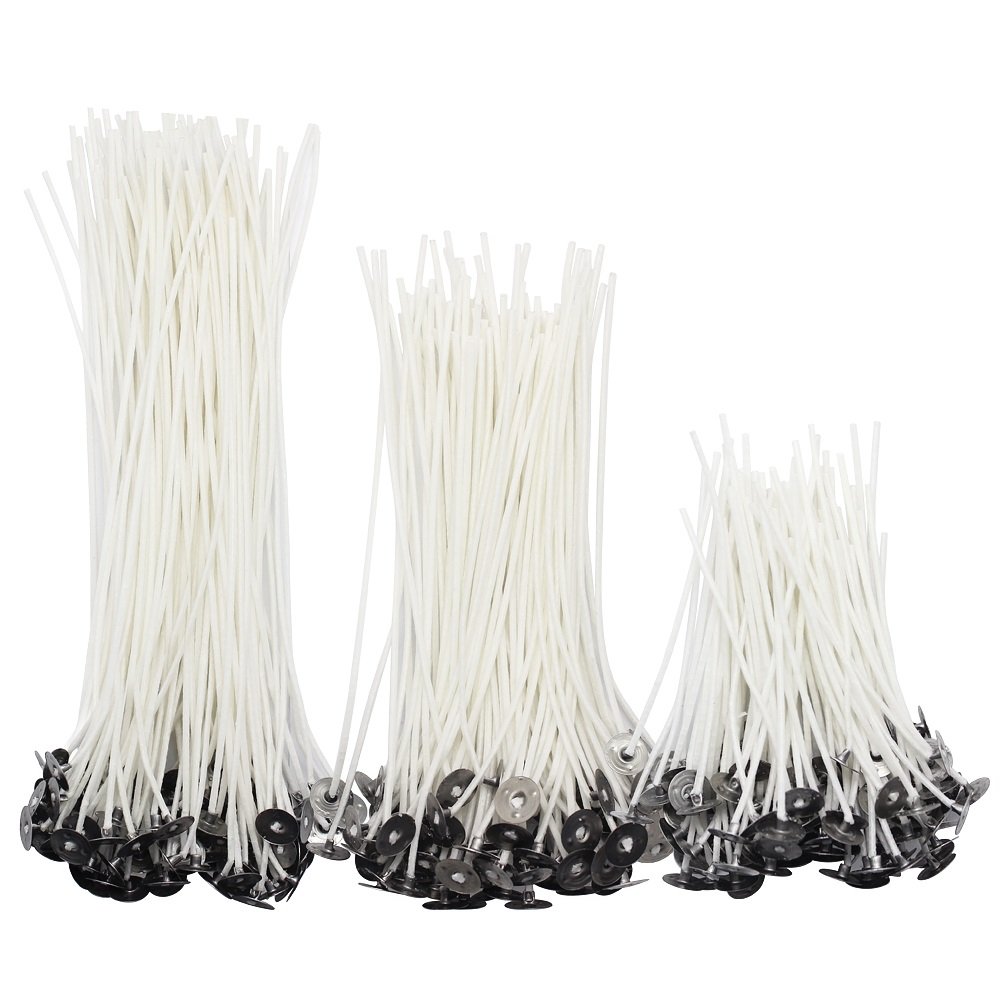 Hysagtek 300 Pcs Natural Cotton Candle Wicks - 9cm/3.5in, 15cm/6in & 20cm/8in Lengths - Low Smoke DIY Candle Making Supplies Kit for Home, Wedding & Aromatherapy Candles