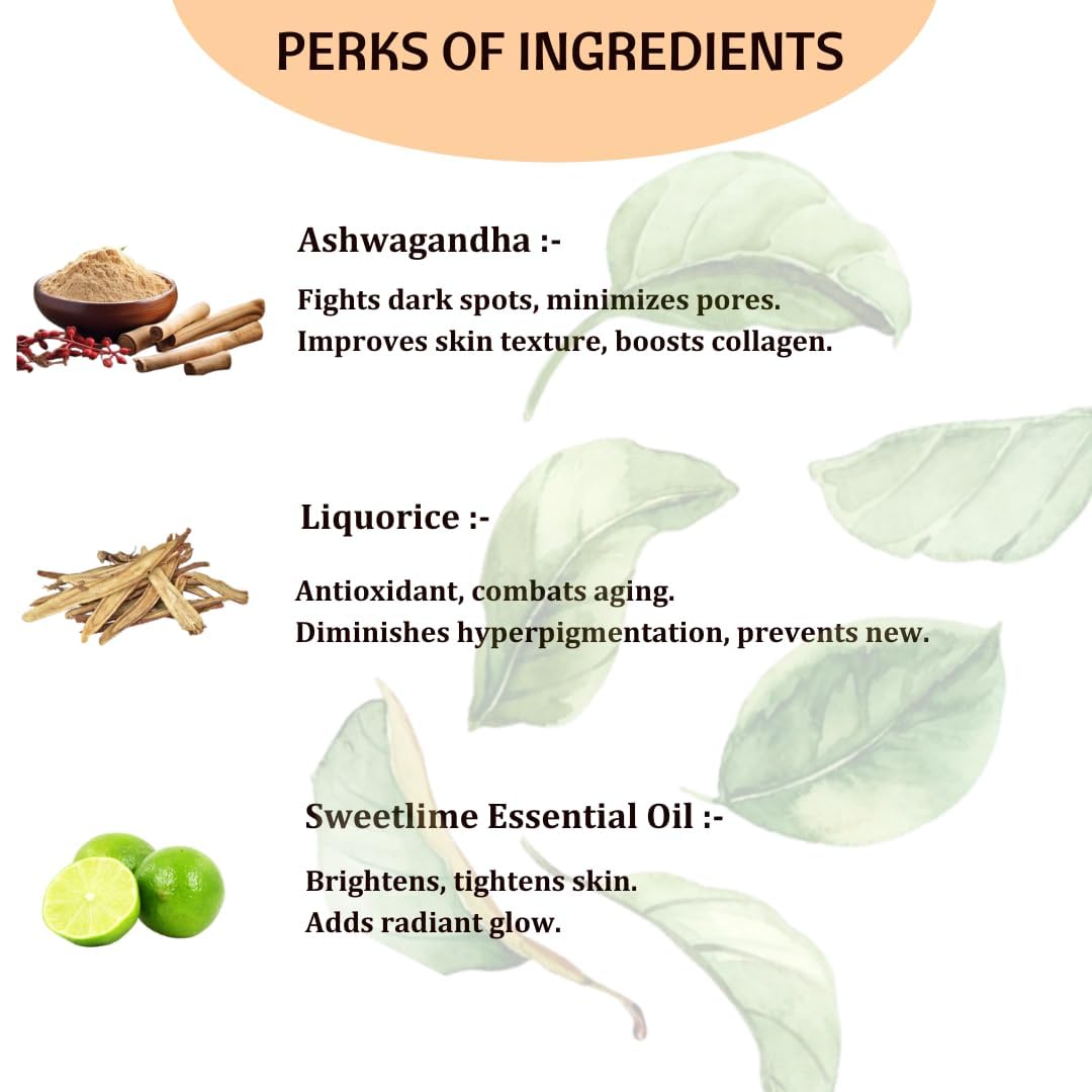 Orbelle Brightening Face Mask with Ashwagandha, Rice Powder & Tea Tree Extract - Reduces Scars & Pigmentation for Glowing Skin - Perfect for Acne-Prone & Sensitive Skin Care Routine