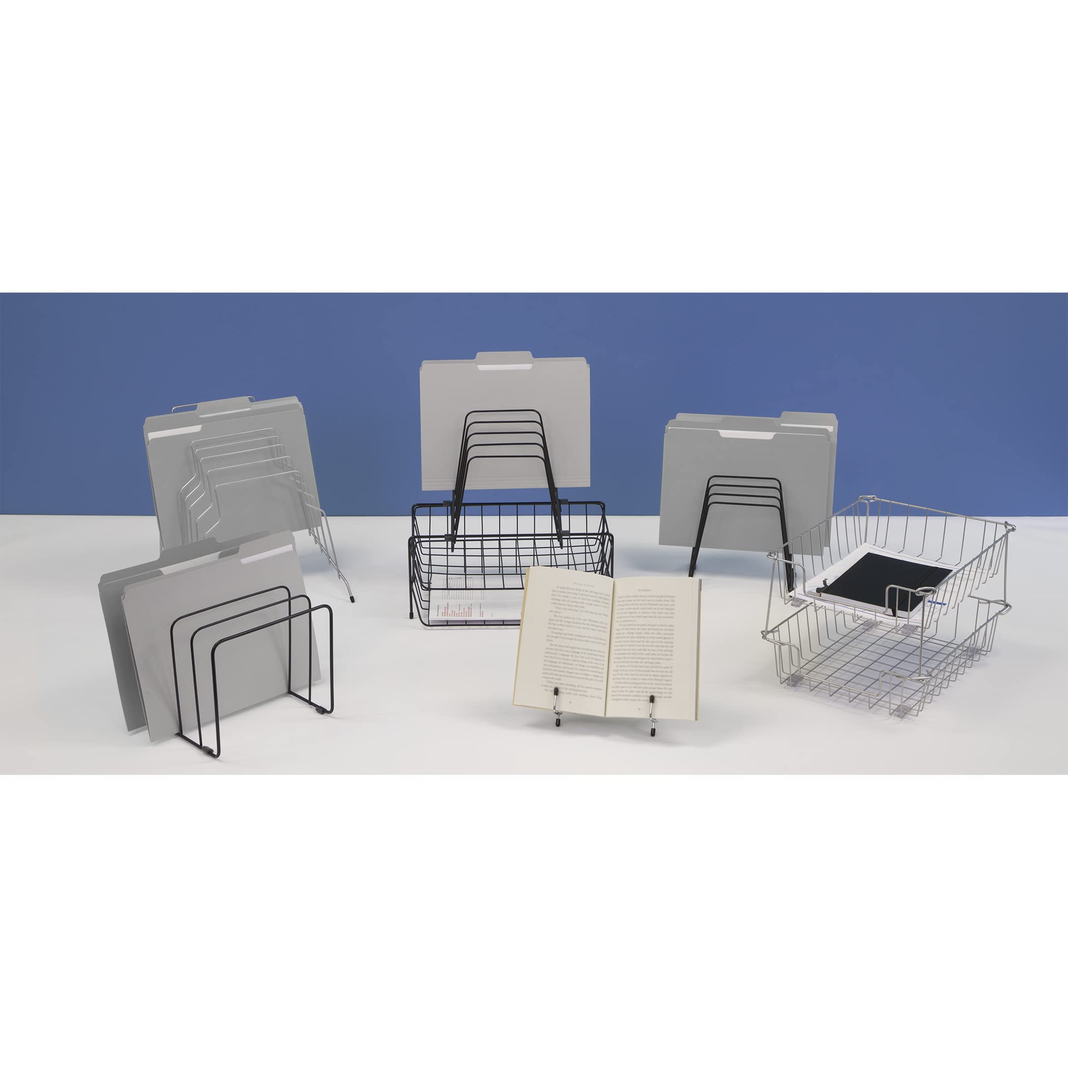Fellowes Step File Junior Wire Organizer Rack - 6 Section Black Desktop File Organizer (72613) | Perfect for Office, Home & School Paperwork Organization