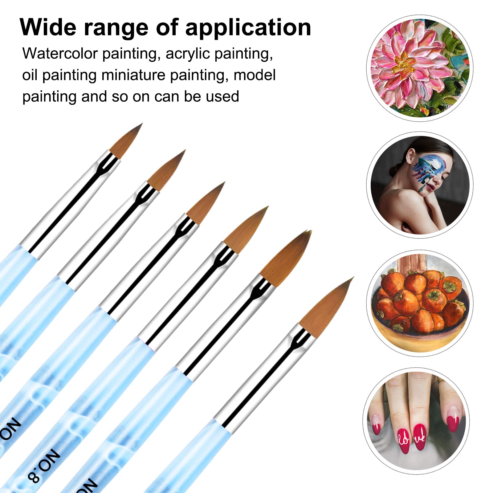 Vesaneae 6-Piece Blue Nail Art Brush Set - Professional UV Gel & Acrylic Nail Polish Brushes for Manicure, Perfect for Salon & Home Nail Art Design
