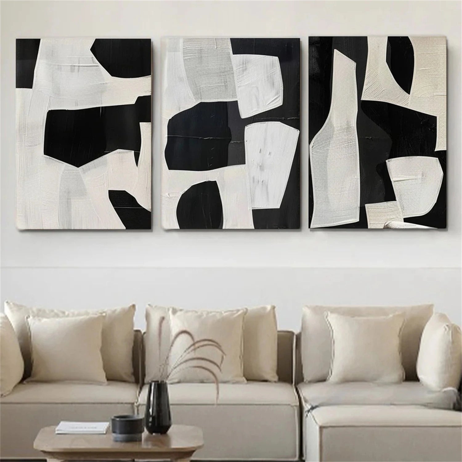Abstract Tranquility Set of 3 Wall Art Paintings - Modern Minimalist Canvas Prints for Living Room, Bedroom & Office Decor - #WS211