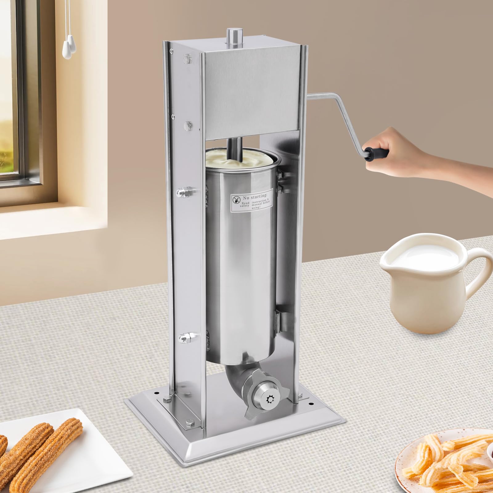 Commercial Stainless Steel Spanish Churro Maker Machine - 5L/1.32Gal Capacity with 4 Nozzles for Restaurant & Home Use | Perfect for Making Authentic Spanish Donuts, Street Food, and Party Snacks