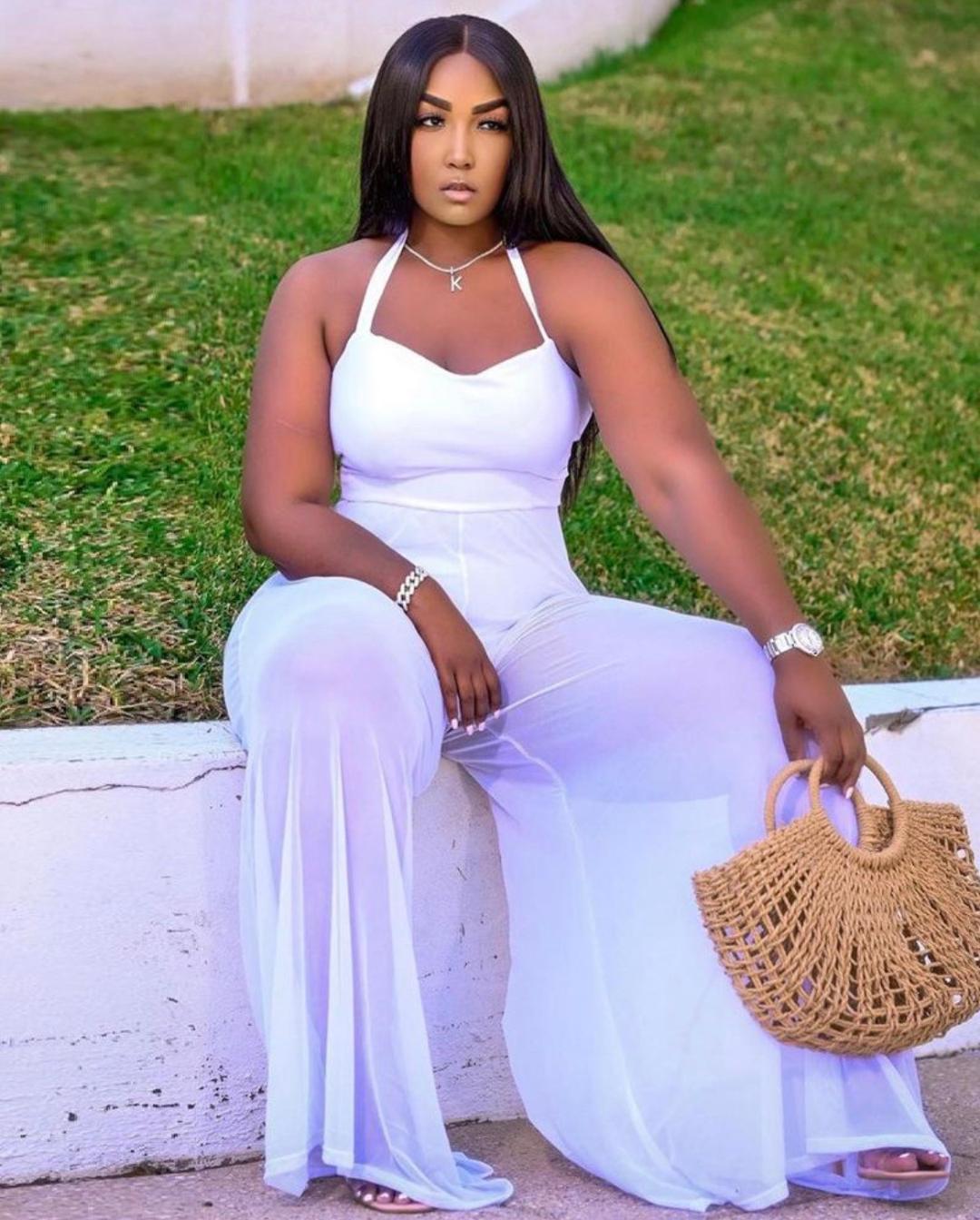 Chantel Sheer Wide Leg Jumpsuit for Women - Elegant White Romper with Flowy Design | Perfect for Summer Outfits, Beach Vacations & Date Nights