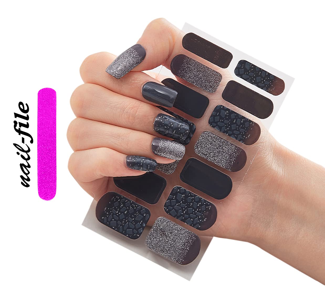 3D Nail Stickers for Women & Girls - Waterproof Glitter Luxury Self-Adhesive DIY Nail Art Decals (14 Pieces) - Perfect for Parties, Weddings, and Everyday Nail Fashion