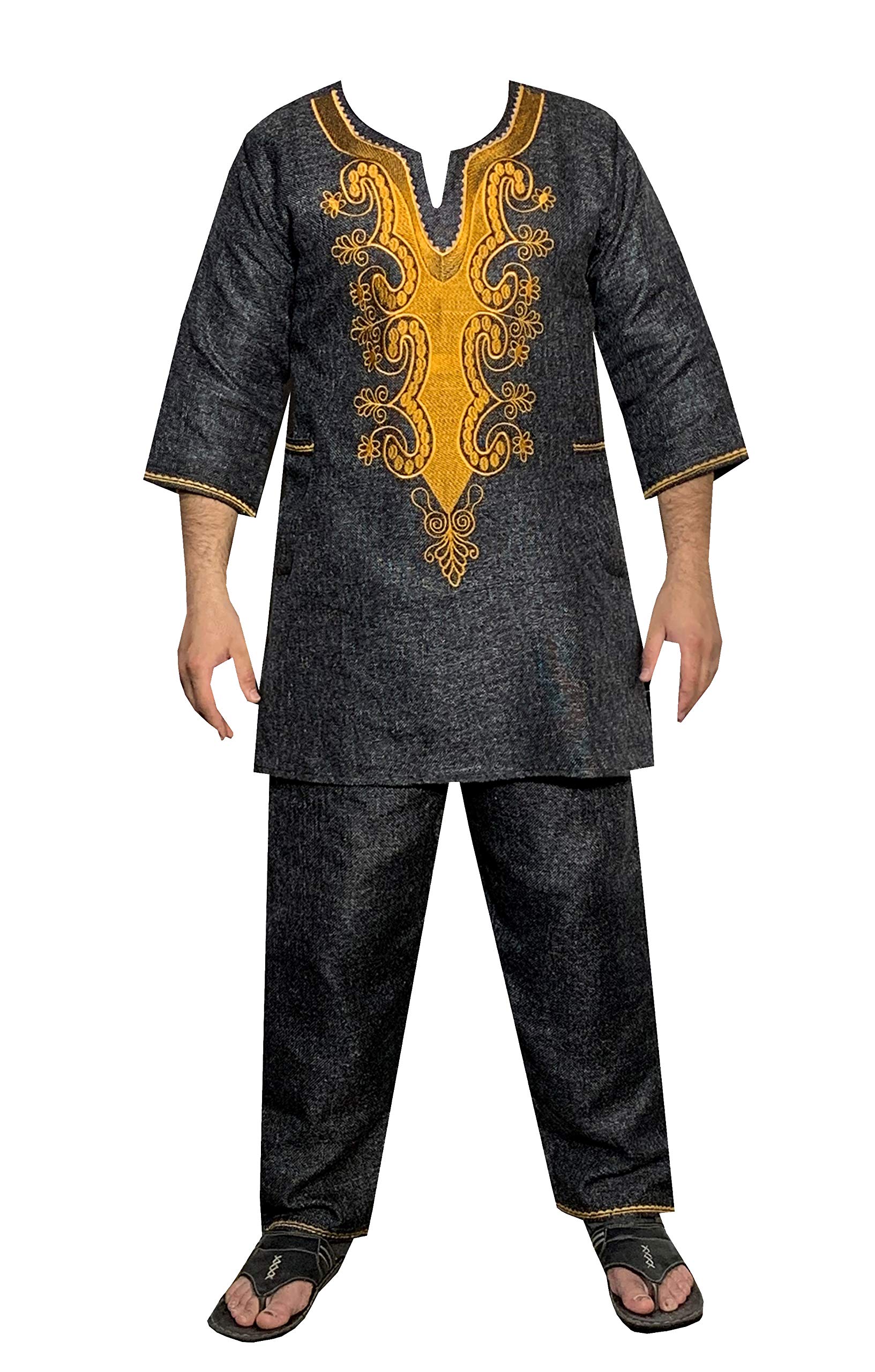 African Dashiki Suit for Men - Traditional Embroidery Wedding Attire & Ethnic Pant Set | Perfect for Weddings, Cultural Events & Special Occasions