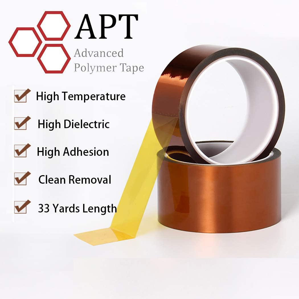 High-Temperature Polyimide Adhesive Tape 1 Mil Thick - Heat Resistant Kapton Tape for 3D Printing, Soldering, Electrical Insulation & Masking (4