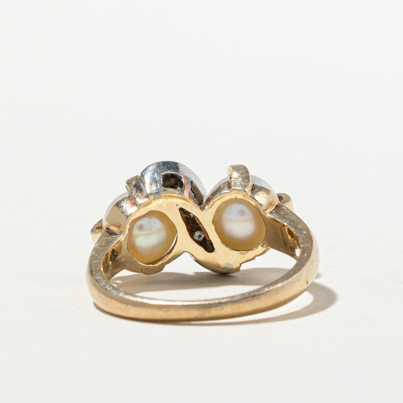 Toi et Moi Pearl & Diamond Ring - 0.06ctw Diamond & Freshwater Pearl - Size 5 - Elegant Promise Ring for Engagement, Anniversary & Special Occasions
