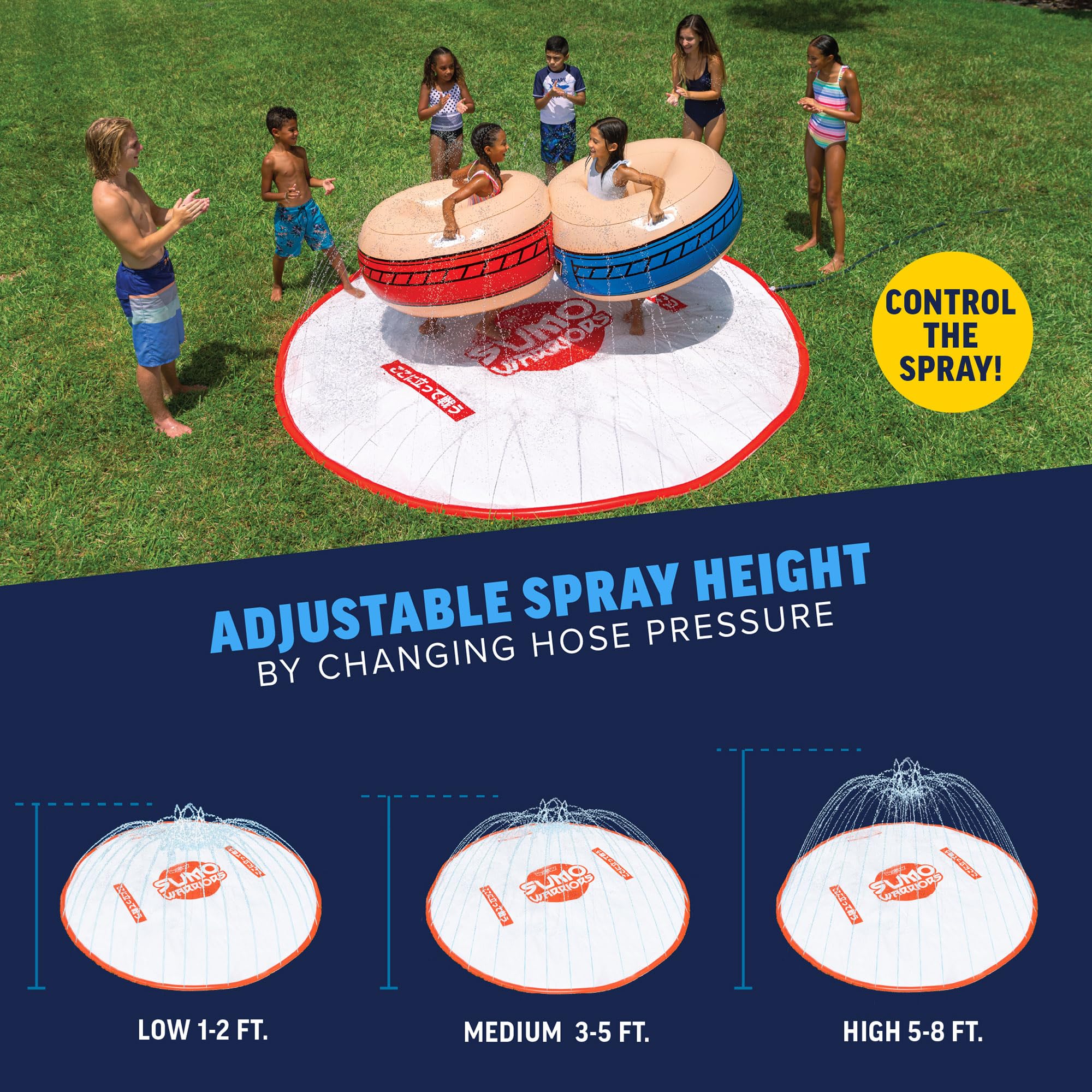 WOW Sports Sumo Wrestling Spray Pad - Inflatable Water Splash Zone Toy for Kids | Fun Backyard Summer Party Game for Outdoor Water Play & Birthday Celebrations