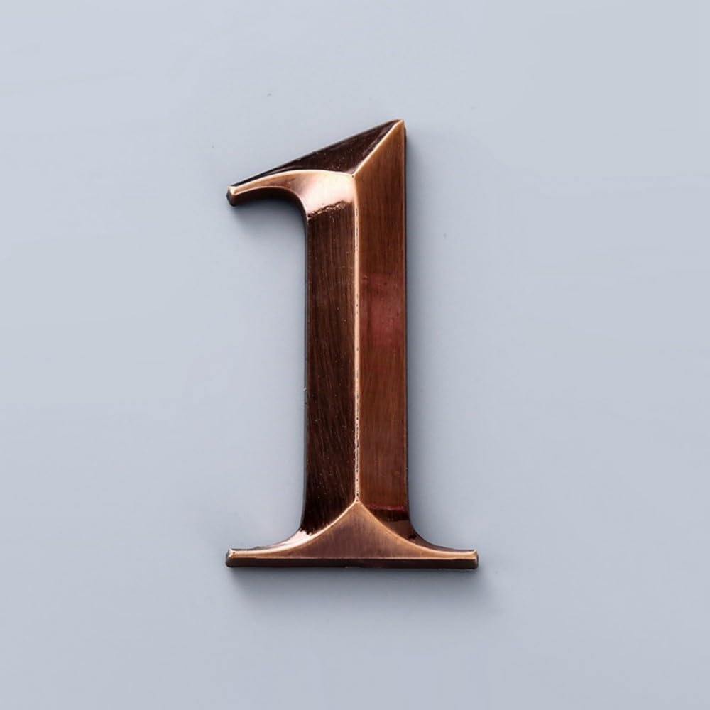 3D Bronze Self-Adhesive House Numbers 0-9 - Waterproof Mailbox Address Numbers for Outdoor Use on Doors, Garbage Bins & Mailboxes - Perfect for Home, Office & Apartment Identification