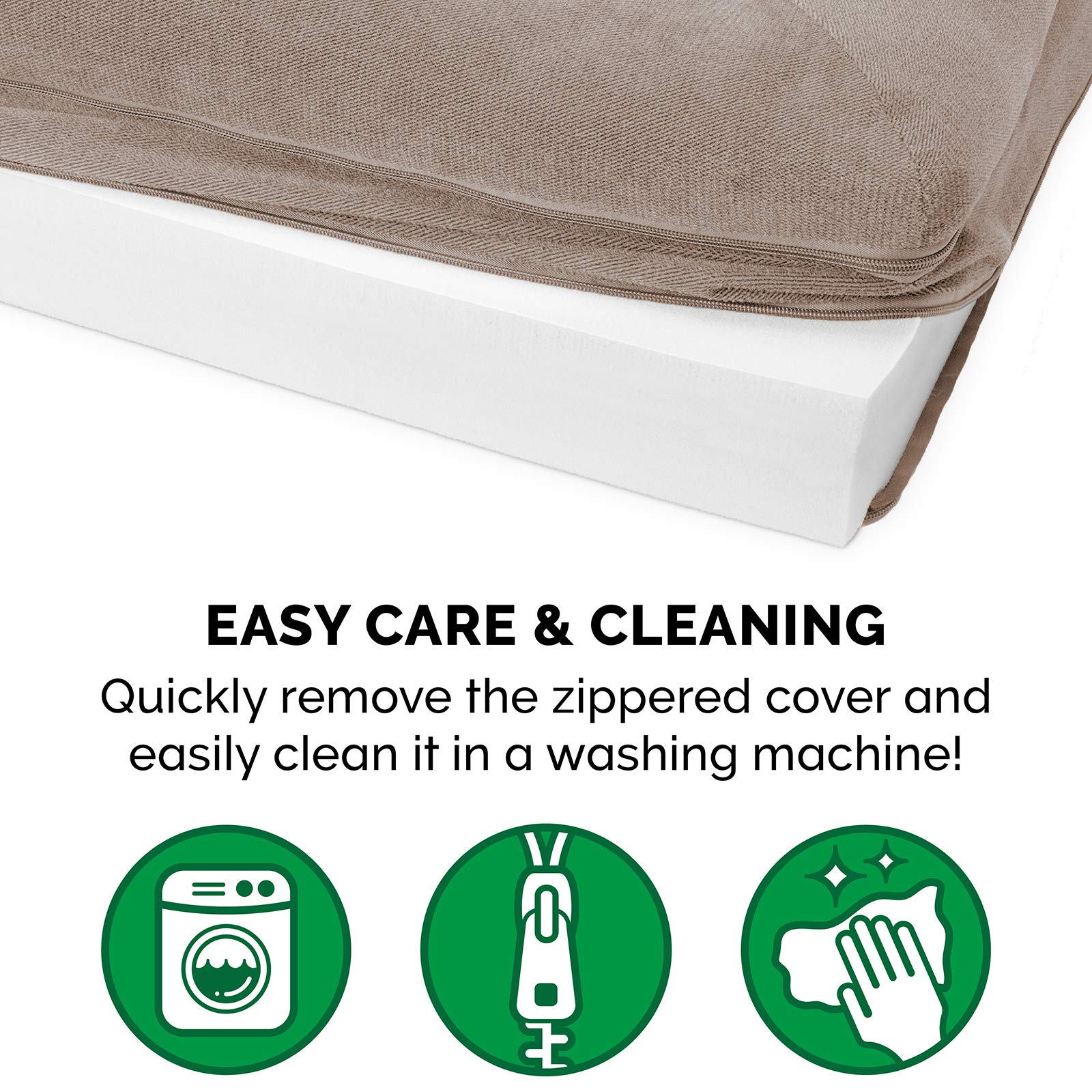 Furhaven Orthopedic Dog Bed for Large Dogs up to 125 lbs - Removable Bolsters & Washable Cover - Sherpa & Chenille Sofa Style - Cream Jumbo Plus/XXL - Perfect for Arthritis Relief & Comfortable Sleeping in Living Room or Bedroom