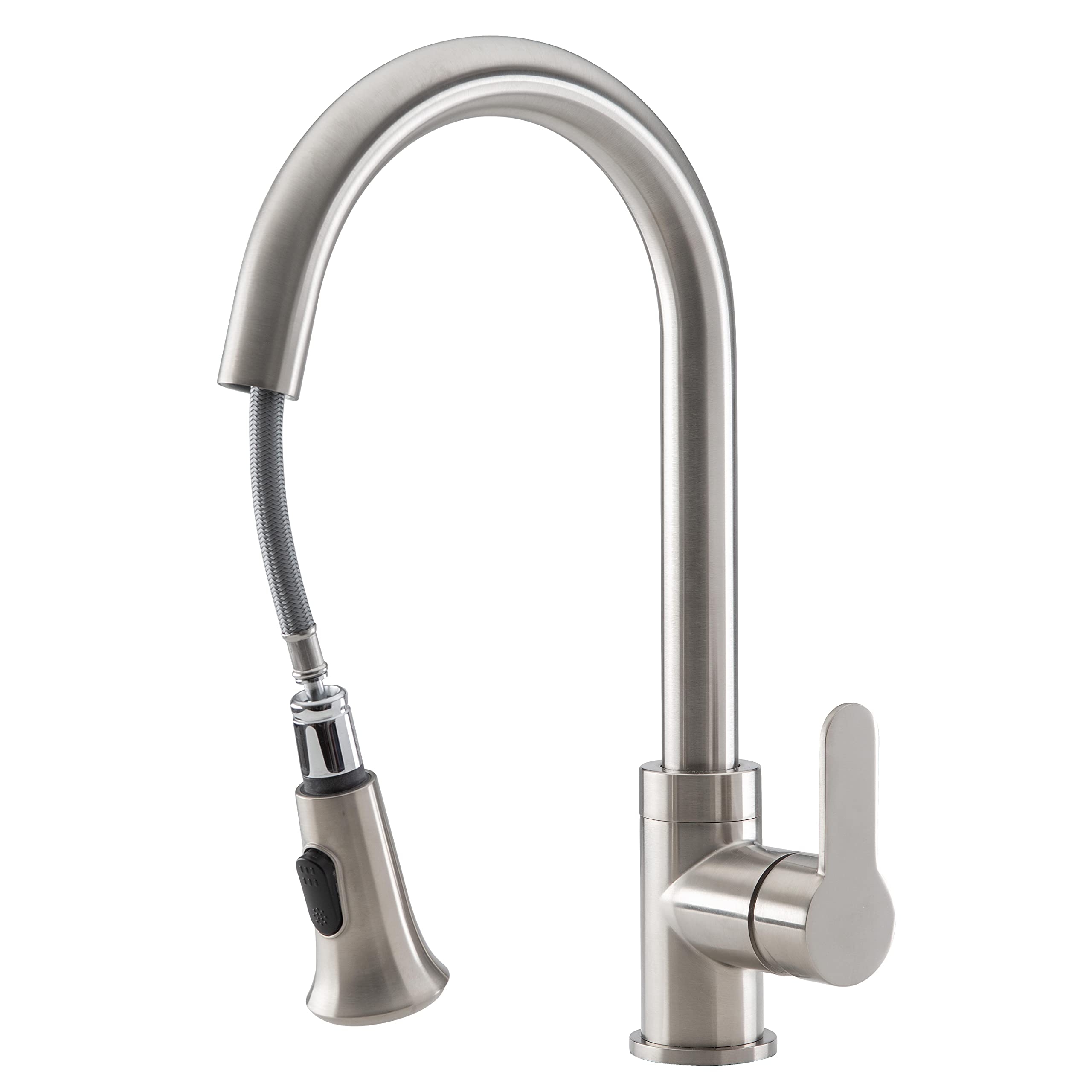 Ancona AN-4376 Rivella Pull-Down Single Handle Dual Spray Kitchen Faucet in Brushed Nickel - Perfect for Modern Kitchens & Easy Dishwashing