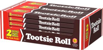 Tootsie Roll 2 King Size Rolls, 5 Ounce Pack - 15 Count Display Box | Bulk Candy for Halloween, Parties, Office Treats & Gift Baskets