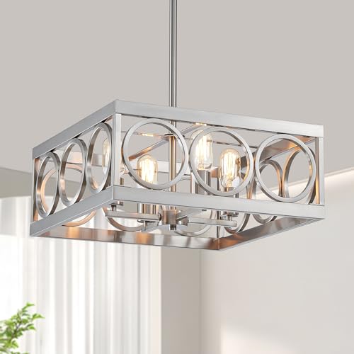 Nickel Chandelier-square 4 Light