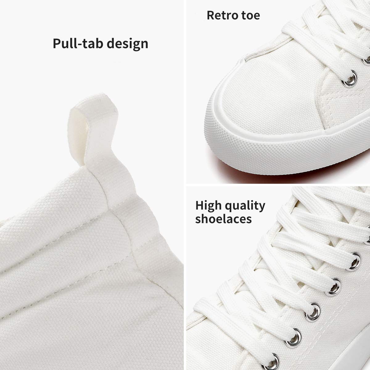 Yageyan Women's High Top Canvas Sneakers - Fashion Classic Comfortable White & Black Walking Shoes for Casual Outfits, Street Style & Everyday Wear