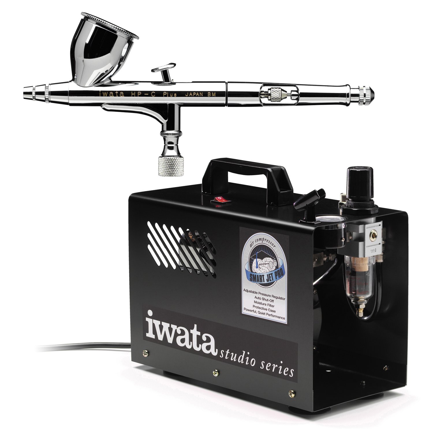 Iwata HP-C Plus Airbrush Kit with Smart Jet Pro Compressor - Professional Airbrushing System for Artists, Hobbyists & DIY Projects - Perfect for Model Painting, Tattoo Art & Cake Decorating