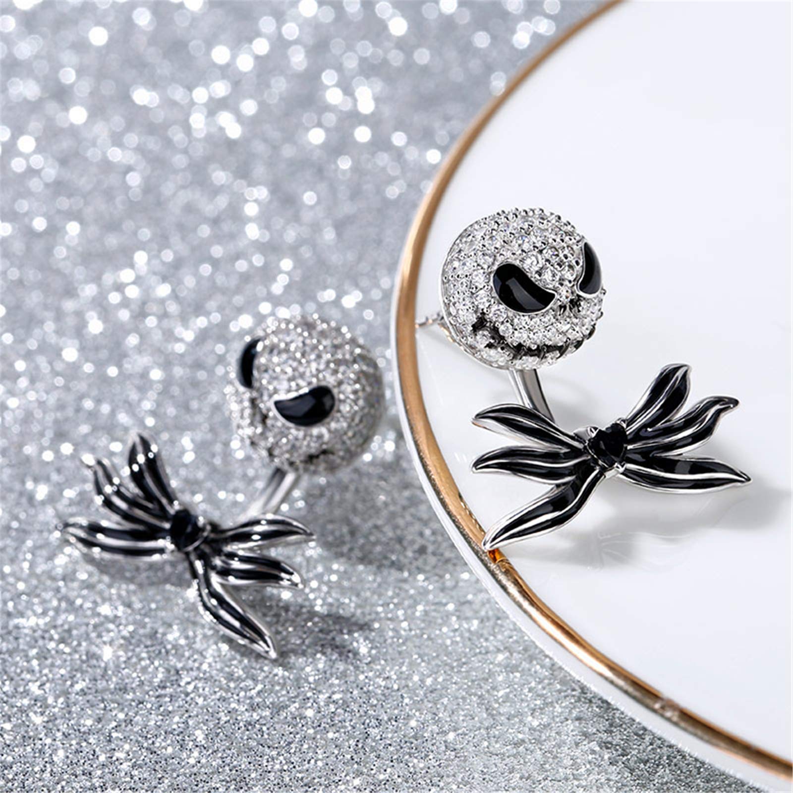 Jeulia Bat Bow Tie Skull Heart Cut Sterling Silver Earrings for Women - Halloween, Christmas, Birthday Gift for Bride, Friend, Wife - Elegant Jewelry Box Included - Perfect for Parties, Weddings & Gothic Fashion