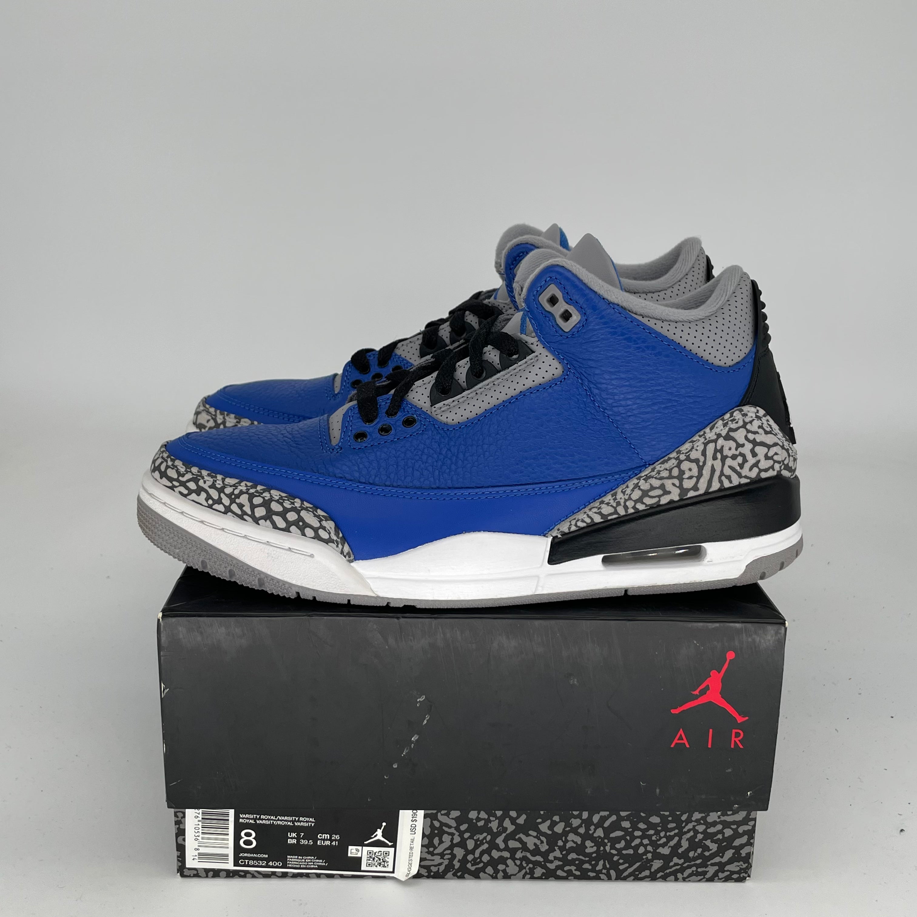 AIR JORDAN 3 VARSITY ROYAL CEMENT Men's Basketball Shoes - Size 8 (CT8532-400) | Retro Sneakers for Streetwear & Casual Fashion | Perfect for Basketball, Gym & Everyday Wear
