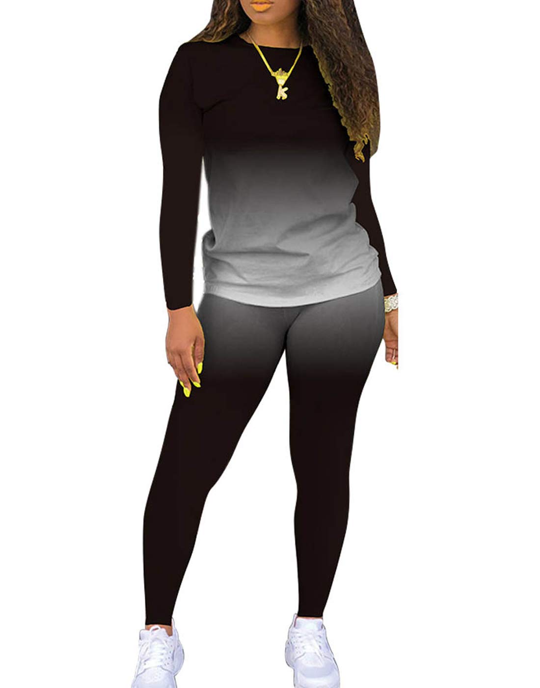 JSVZREU Women's 2-Piece Outfits - Long Sleeve Sweatsuit Jogger Set, Lounge & Track Suit for Casual Wear, Workout & Home Relaxation