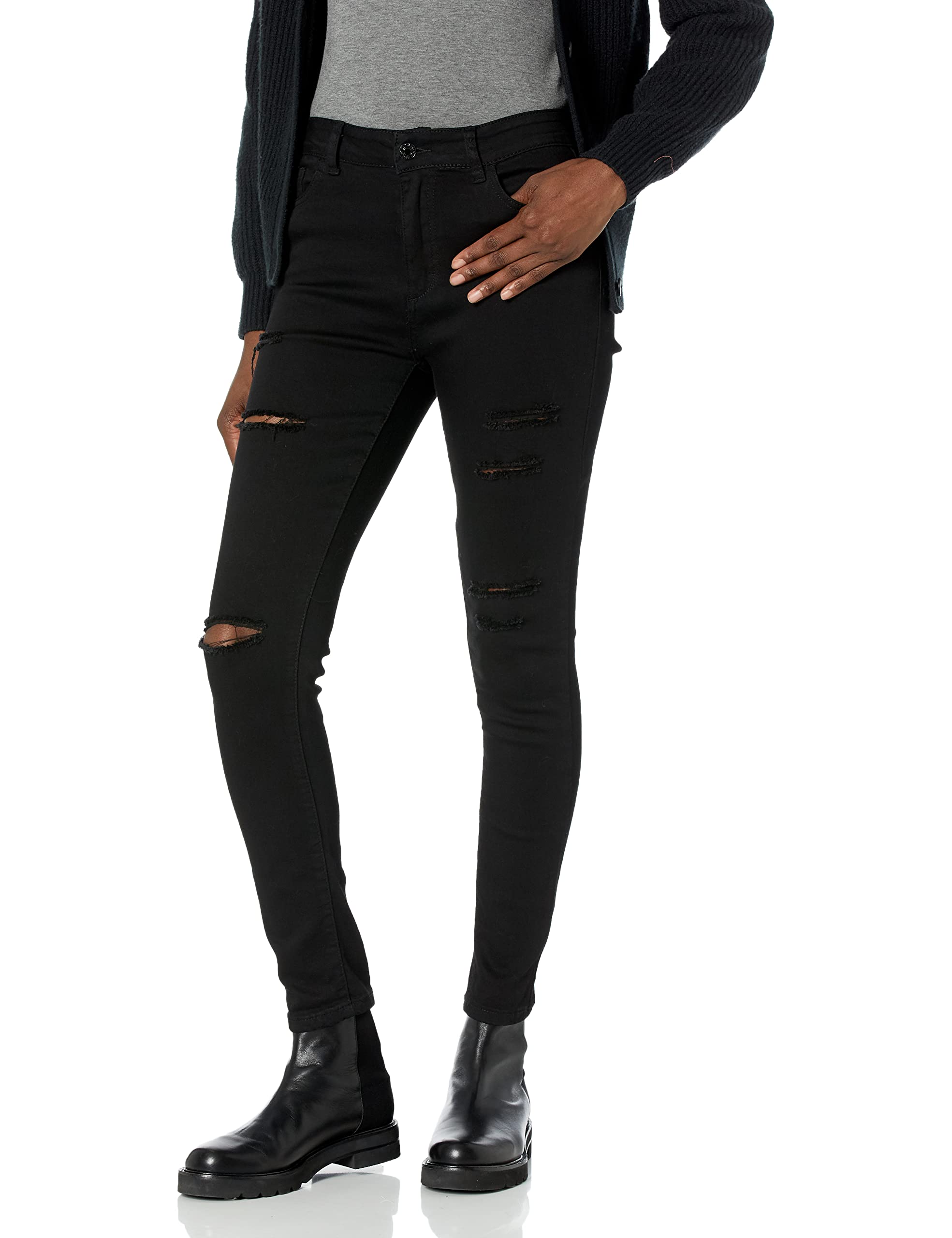 Vintage-Inspired Women's WAX JEAN Ankle Skinny Jeans with Distressed Hem - Perfect for Casual Outfits, Date Nights & Street Style Fashion