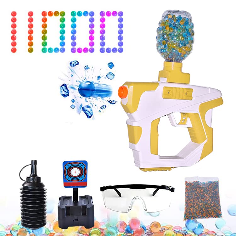 **CZZZ Gel Ball Blaster Pistol - Electric Automatic Splatter Ball Gun with 10000 Water Gel Beads, Goggles & Target - Outdoor Shooting Toy for Adults & Teens 12+ (Yellow) - Perfect for Backyard Battles & Team Games**