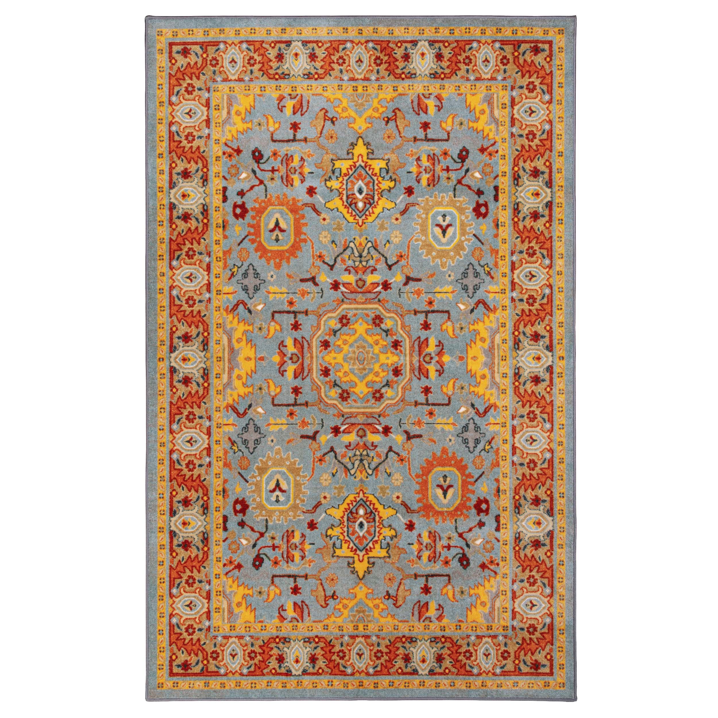 Hadar Geometric Medallion Washable Indoor Area Rug - Non-Slip Living Room Carpet, Bedroom Runner Rug for Home Decor