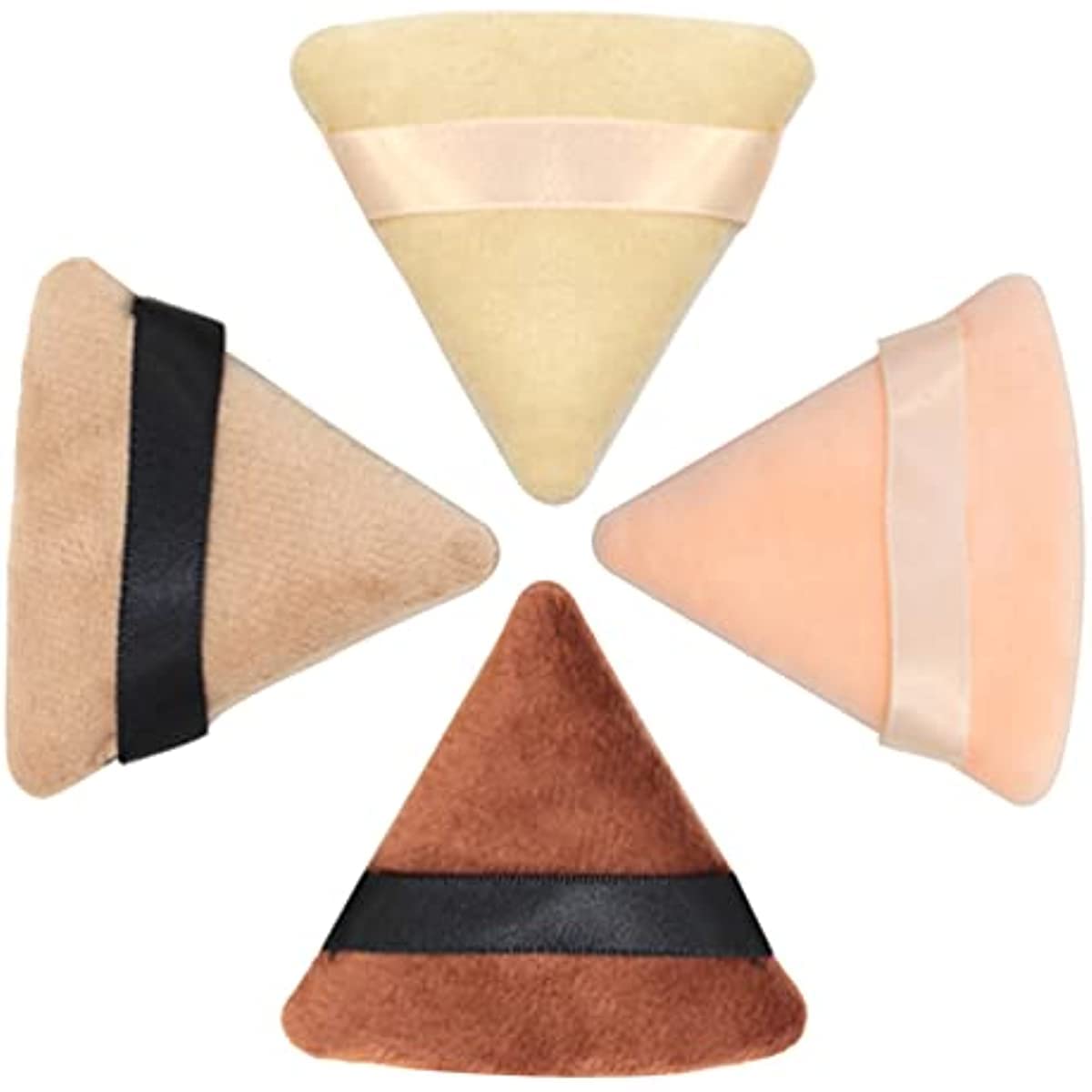 4pcs Premium Triangle Powder Puffs with Strap - Soft Cosmetic Sponges for Face & Under Eyes - Ideal for Loose Powder, Foundation & Body Makeup Application - Perfect for Daily Makeup & Professional Use